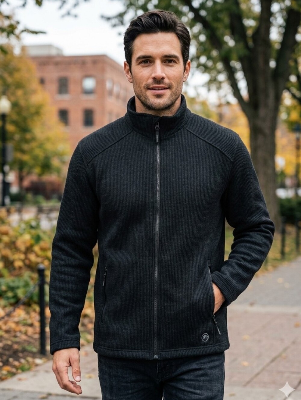 Stormtech Men's Rib-Knit Black Full-Zip Sweater Fleece Jacket Size Med